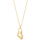 Ania Haie Gold Twisted Wave Drop Pendant Necklace