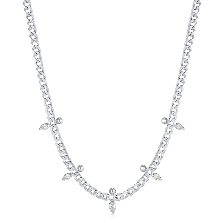 Ania Haie Silver Curb Chain Sparkle Point Necklace