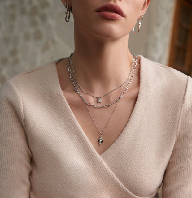 Ania Haie Silver Pearl Padlock Necklace