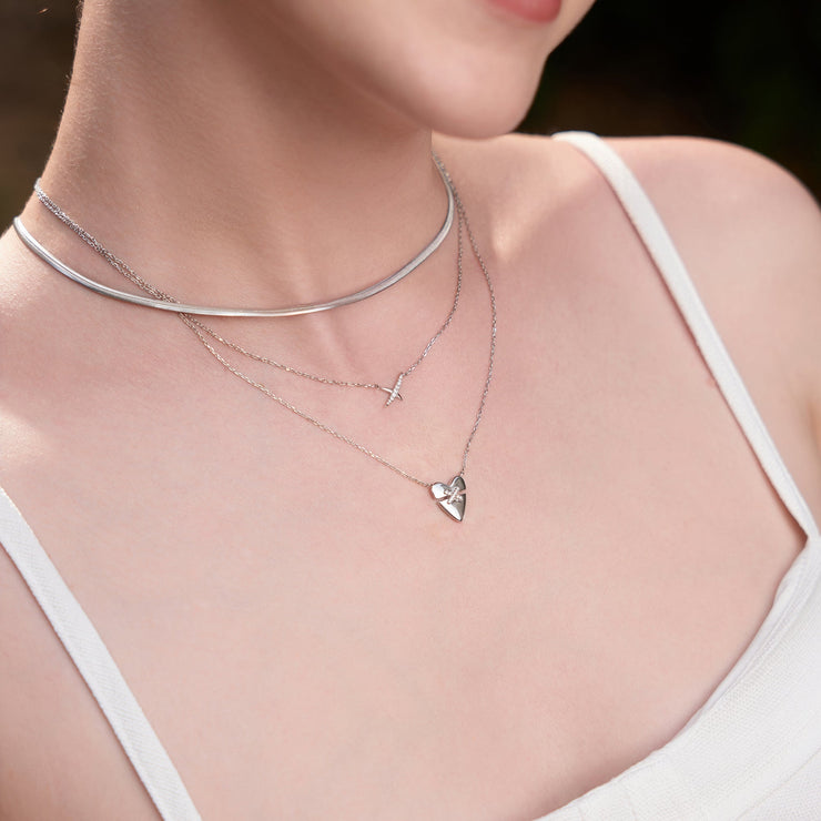 Silver Kiss Pave Necklace | The Jewellery Boutique Australia