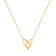 Gold Heart Kiss Pave Necklace | The Jewellery Boutique Australia