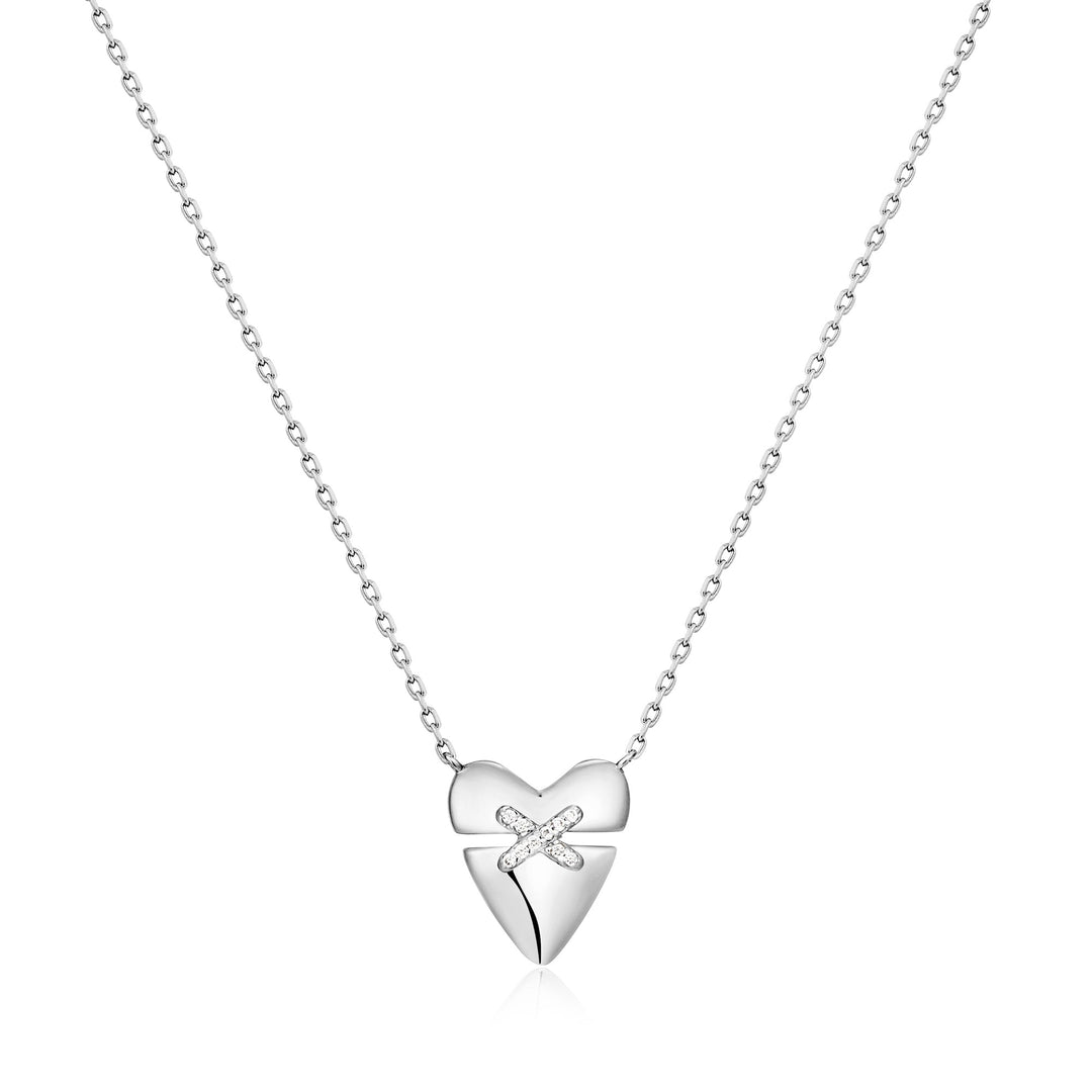 Ania Haie Silver Heart Kiss Pave Necklace | The Jewellery Boutique Australia