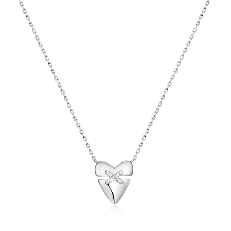 Ania Haie Silver Heart Kiss Pave Necklace | The Jewellery Boutique Australia