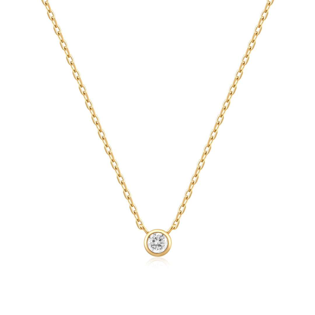Ania Haie Gold Round Solitaire Cubic Zirconia Necklace