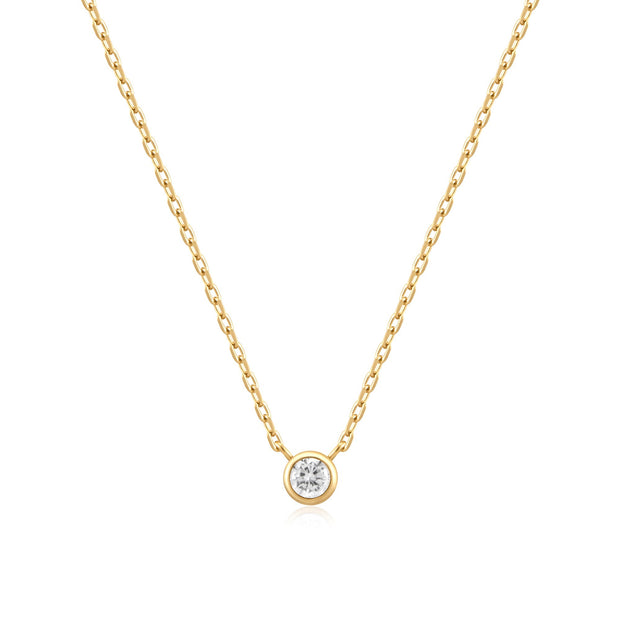 Ania Haie Gold Round Solitaire Cubic Zirconia Necklace