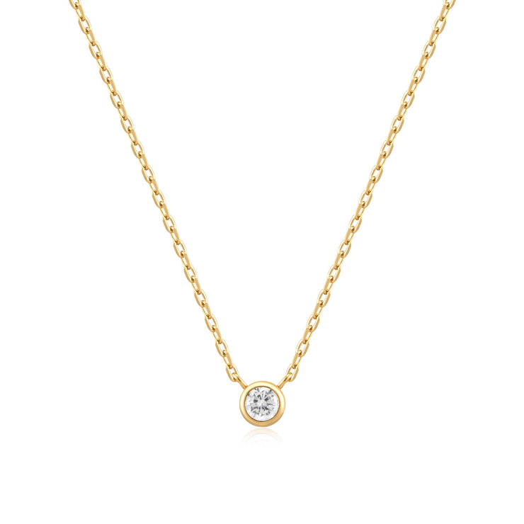 Ania Haie Gold Round Solitaire Cubic Zirconia Necklace