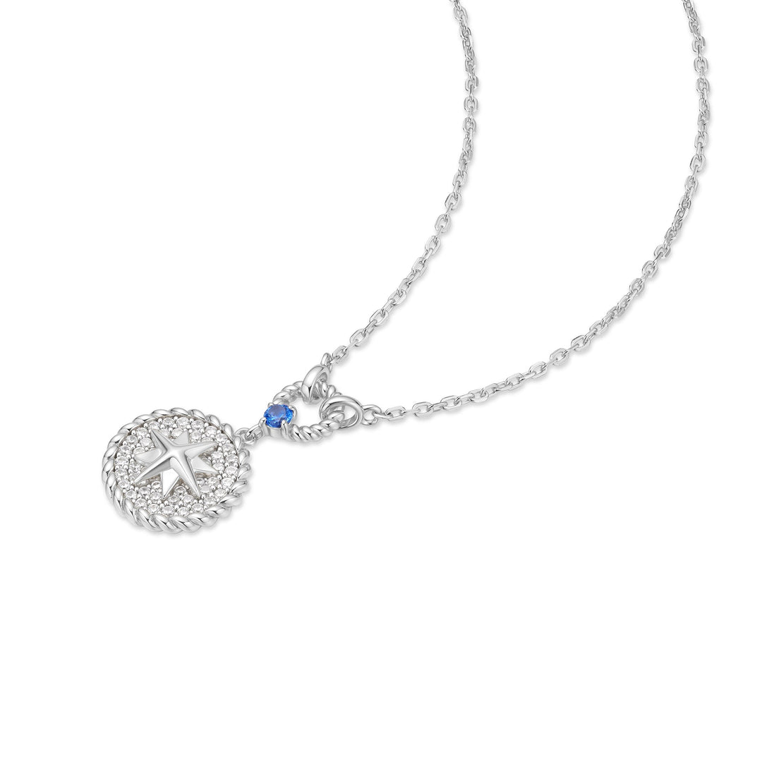 Silver Eight-Pointed Star Signet Necklace | The Jewellery Boutique