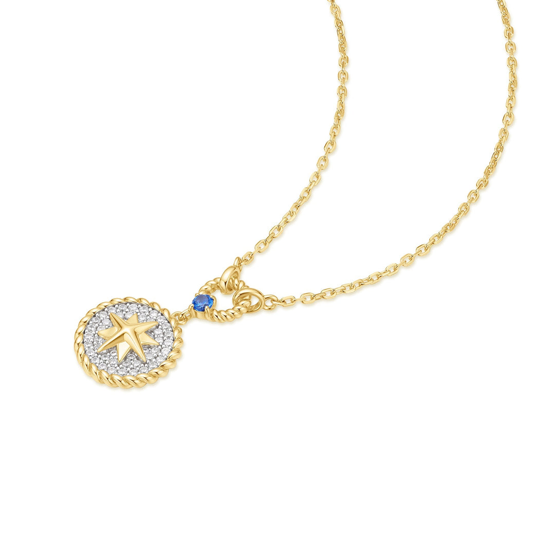 Two-Tone Eight-Pointed Star Signet Necklace | The Jewellery Boutique