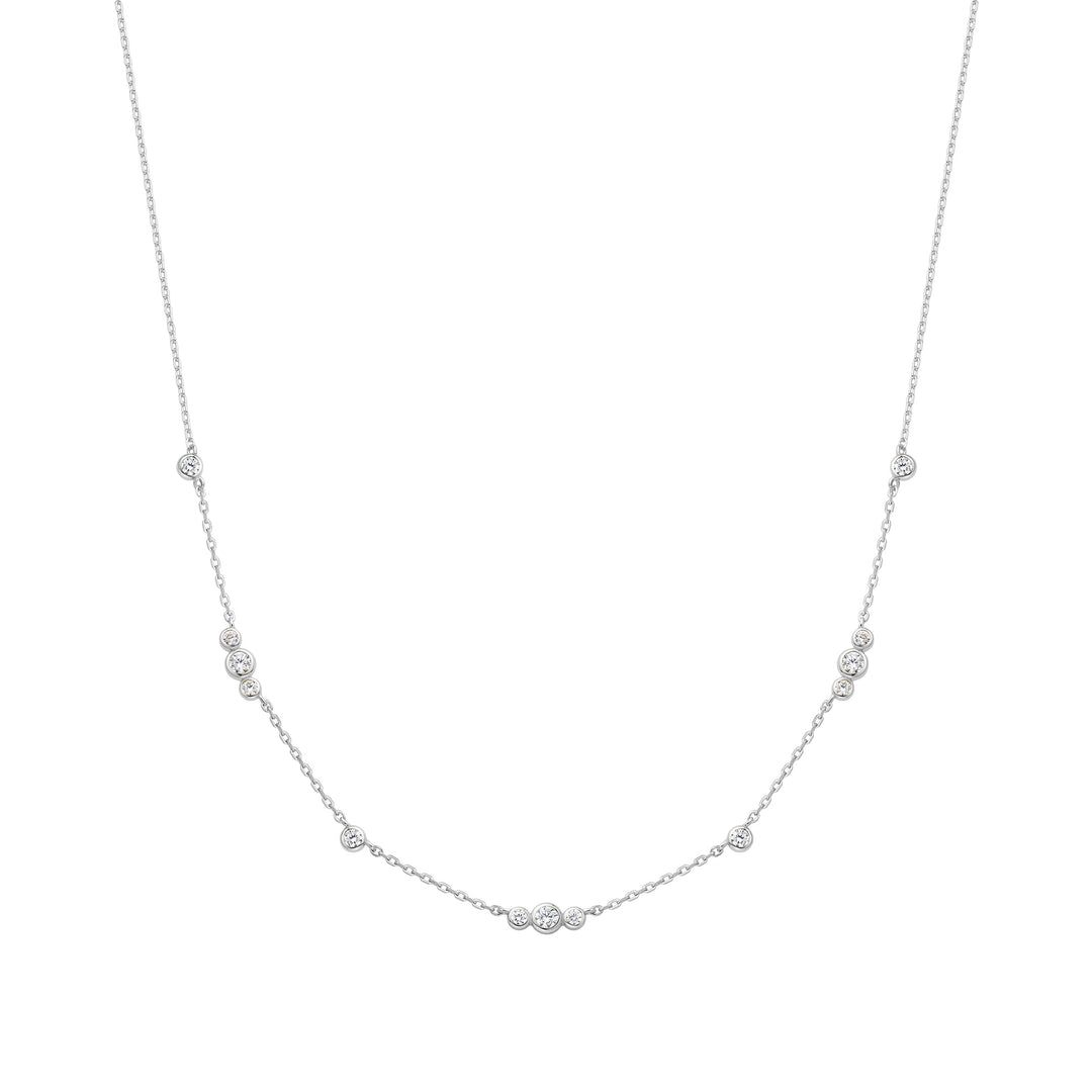 Silver Sparkling Bezel Cubic Zirconia Station Necklace | The Jewellery Boutique