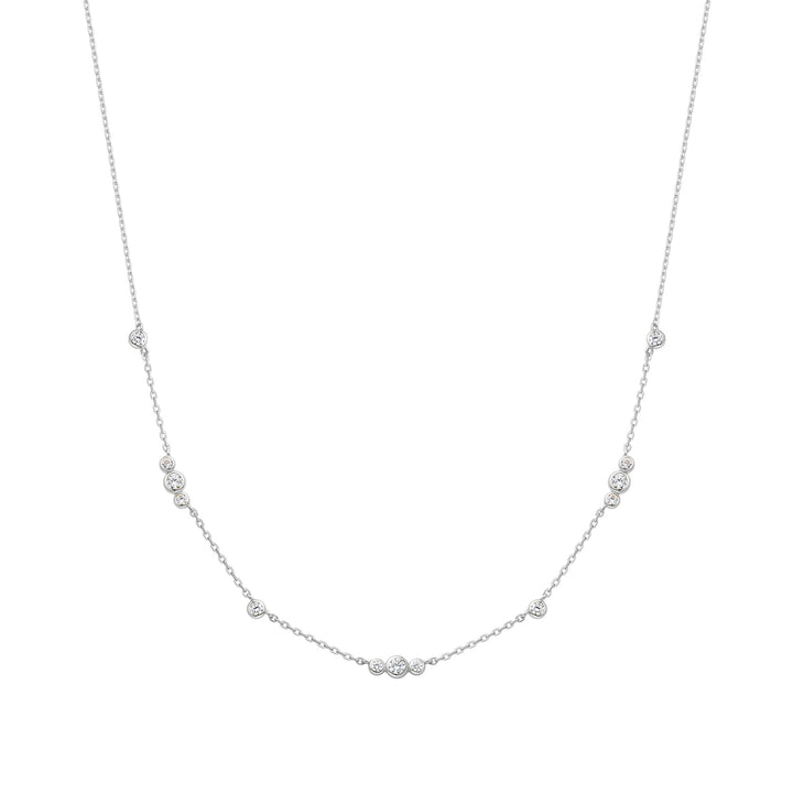 Silver Sparkling Bezel Cubic Zirconia Station Necklace | The Jewellery Boutique