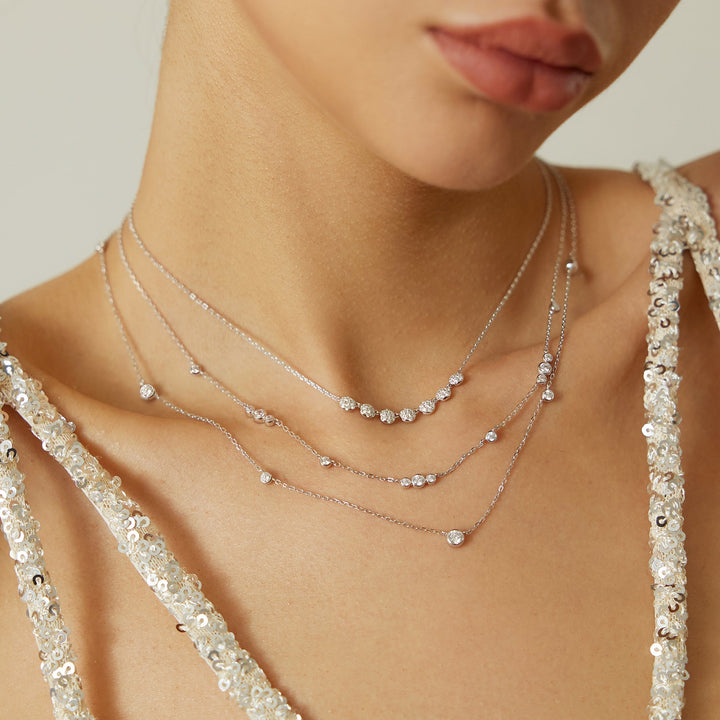 Silver Bezel Cubic Zirconia Station Necklace | The Jewellery Boutique