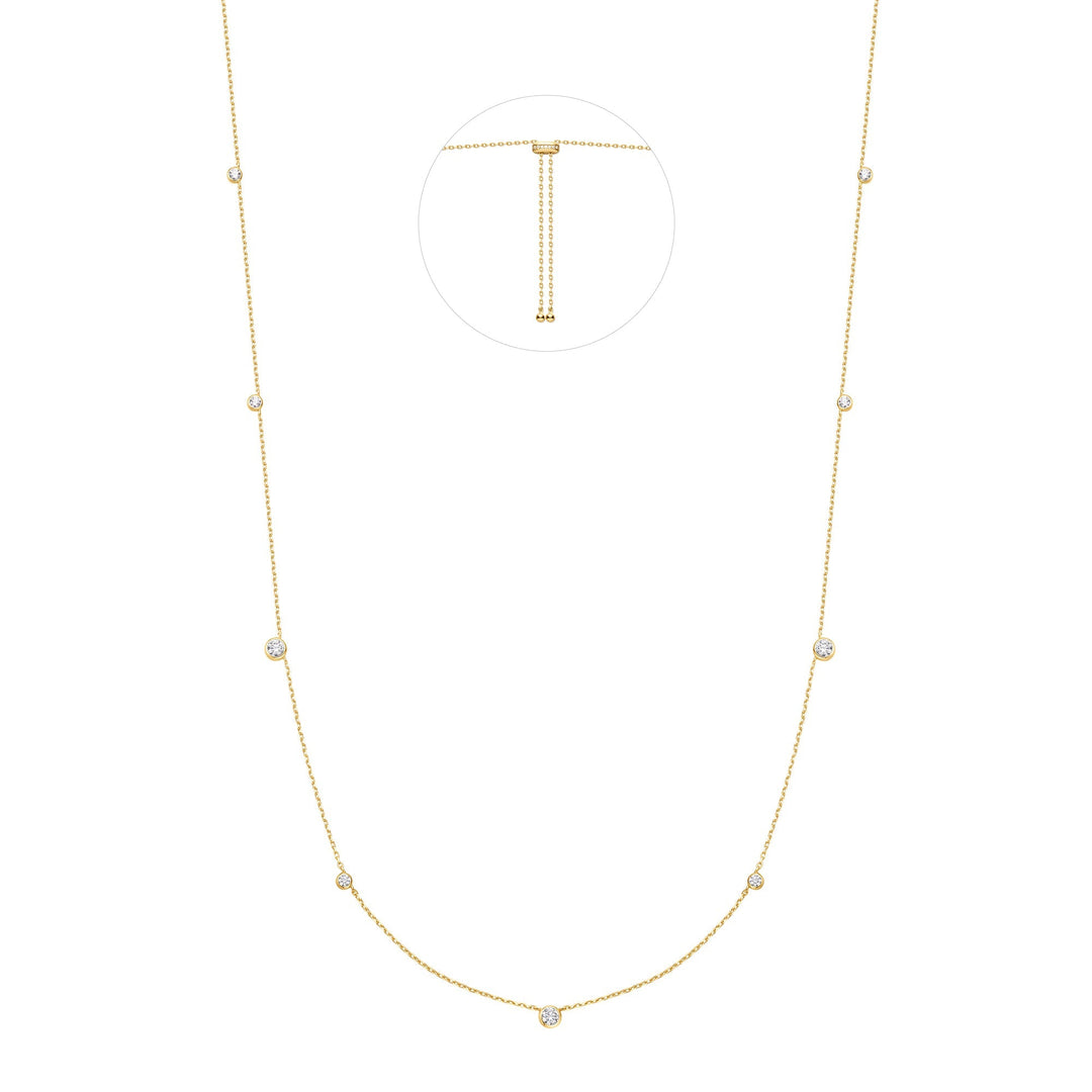 Gold Bezel Cubic Zirconia Station Necklace | The Jewellery Boutique