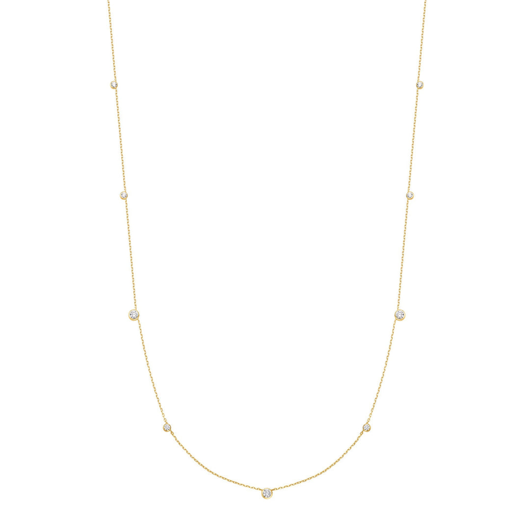 Gold Bezel Cubic Zirconia Station Necklace | The Jewellery Boutique