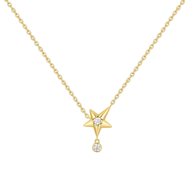 Gold Sparkling Star Drop Necklace