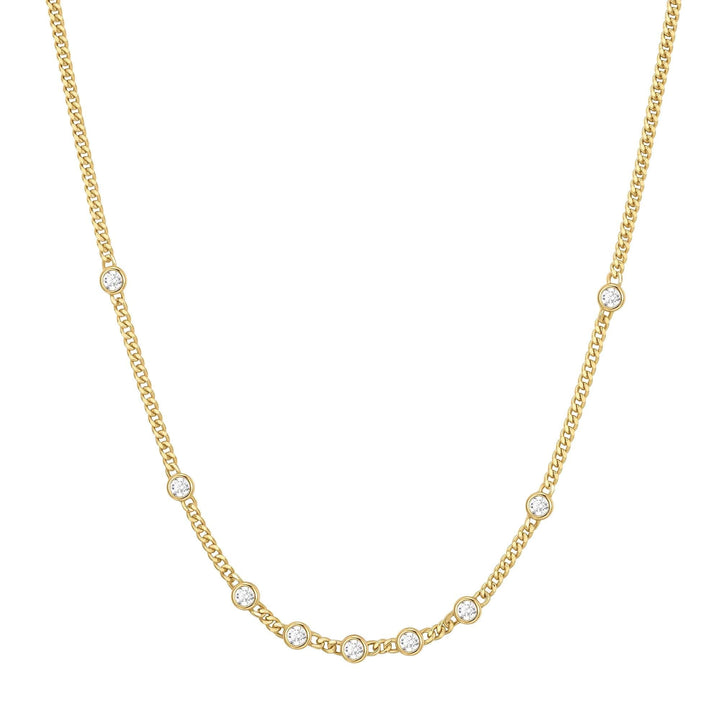 Gold Multi Station Round Stone Chain Necklace
