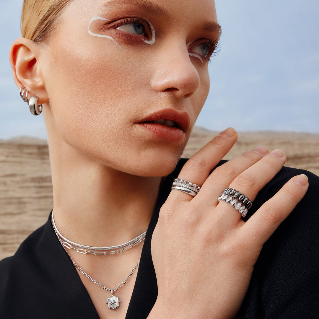 Silver Paper Clip Chain Necklace