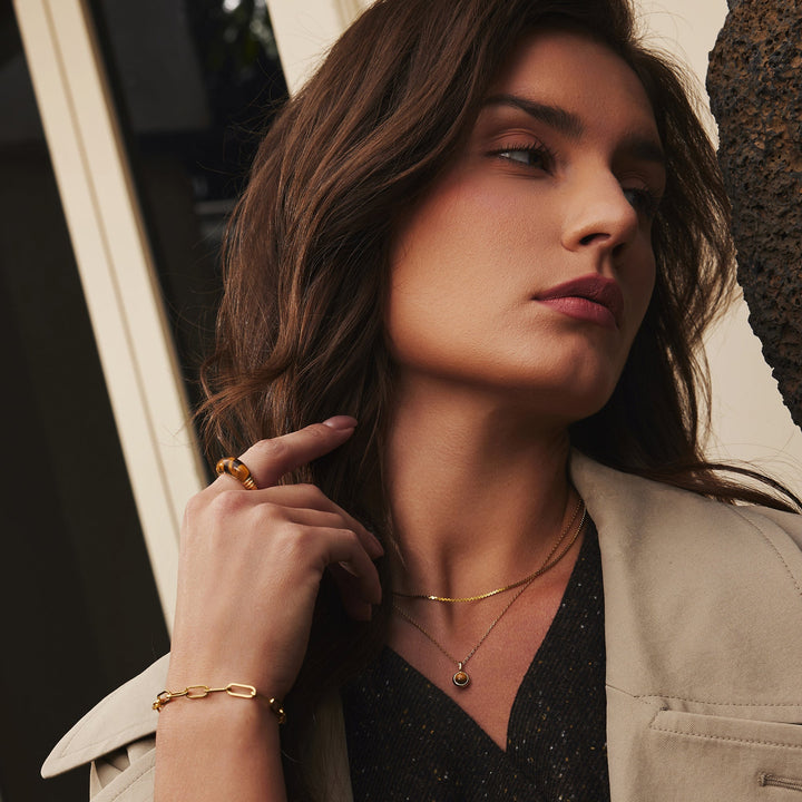 Gold Flat S Link Chain Necklace