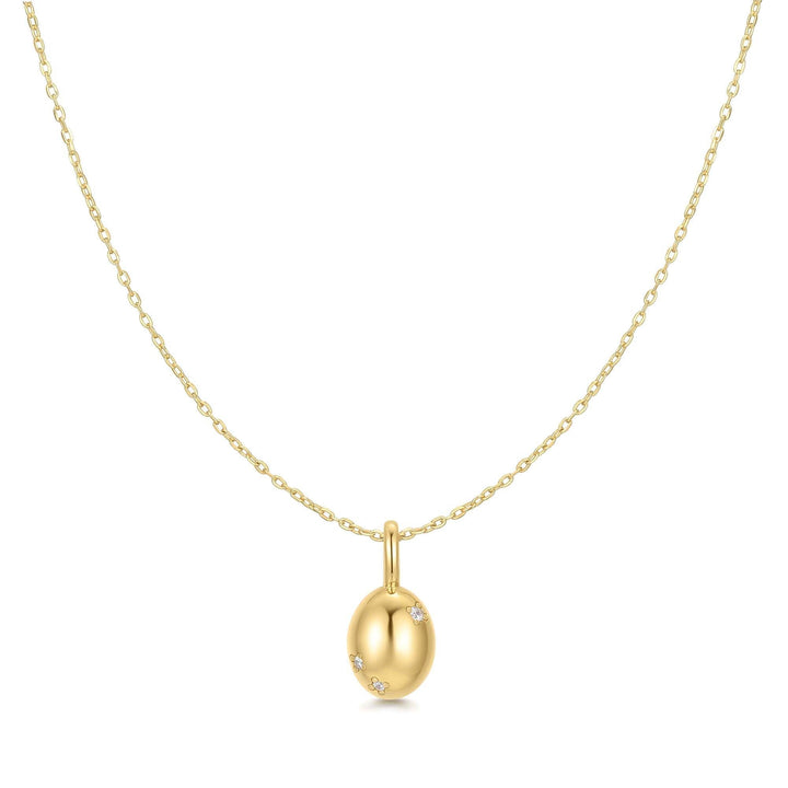 Gold Floral Oval Pendent Necklace