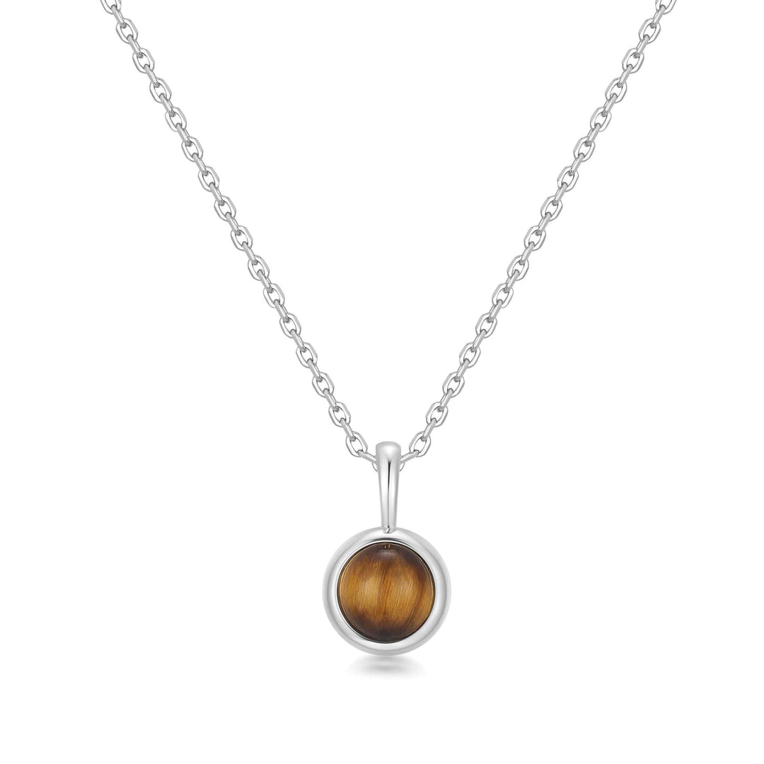 Silver Tiger Eye Pendant Necklace