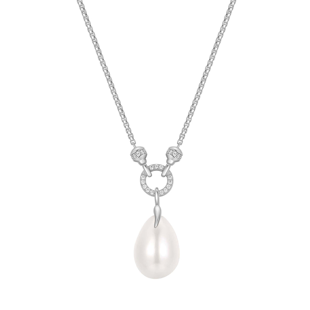 Ania Haie Silver Linked Shell Pearl Drop Pendant Necklace