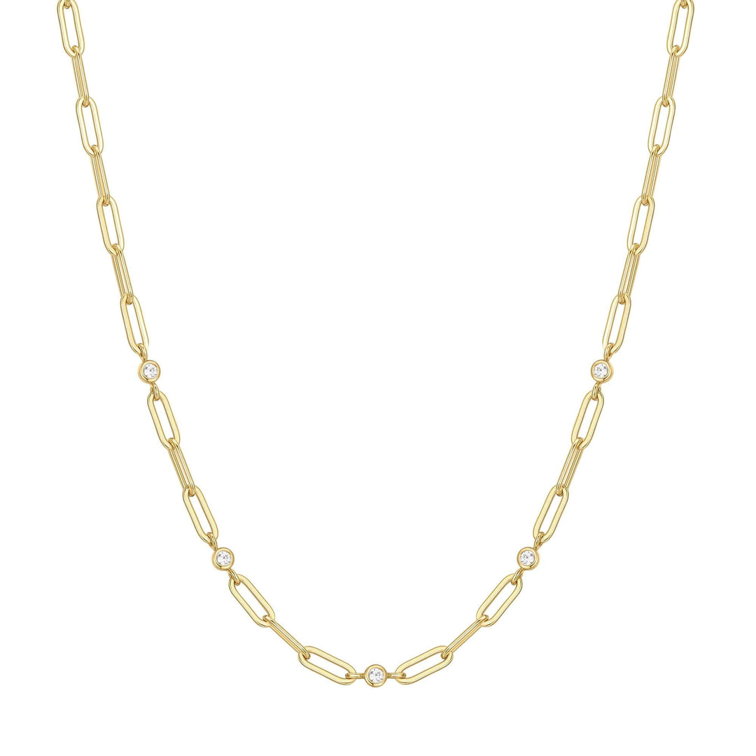 Ania Haie Gold Bezel Station Paper Clip Chain Necklace