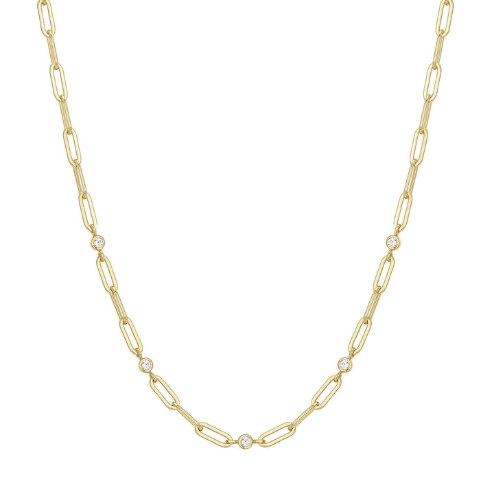 Ania Haie Gold Bezel Station Paper Clip Chain Necklace