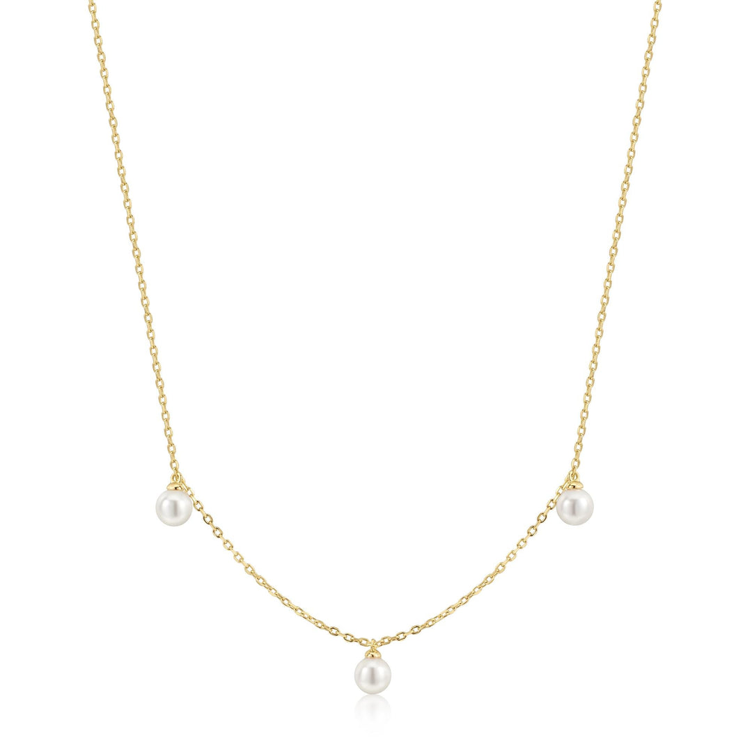 14kt Gold Plated Triple Shell Pearl Station Necklace | The Jewellery Boutique Australia