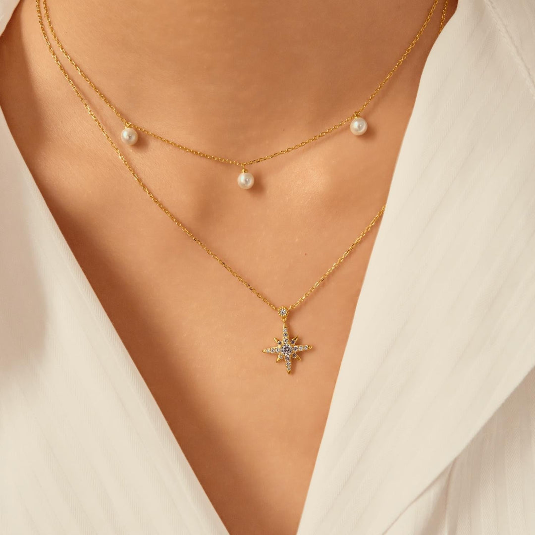 14kt Gold Plated Sparkling Nova Star Necklace | The Jewellery Boutique Australia