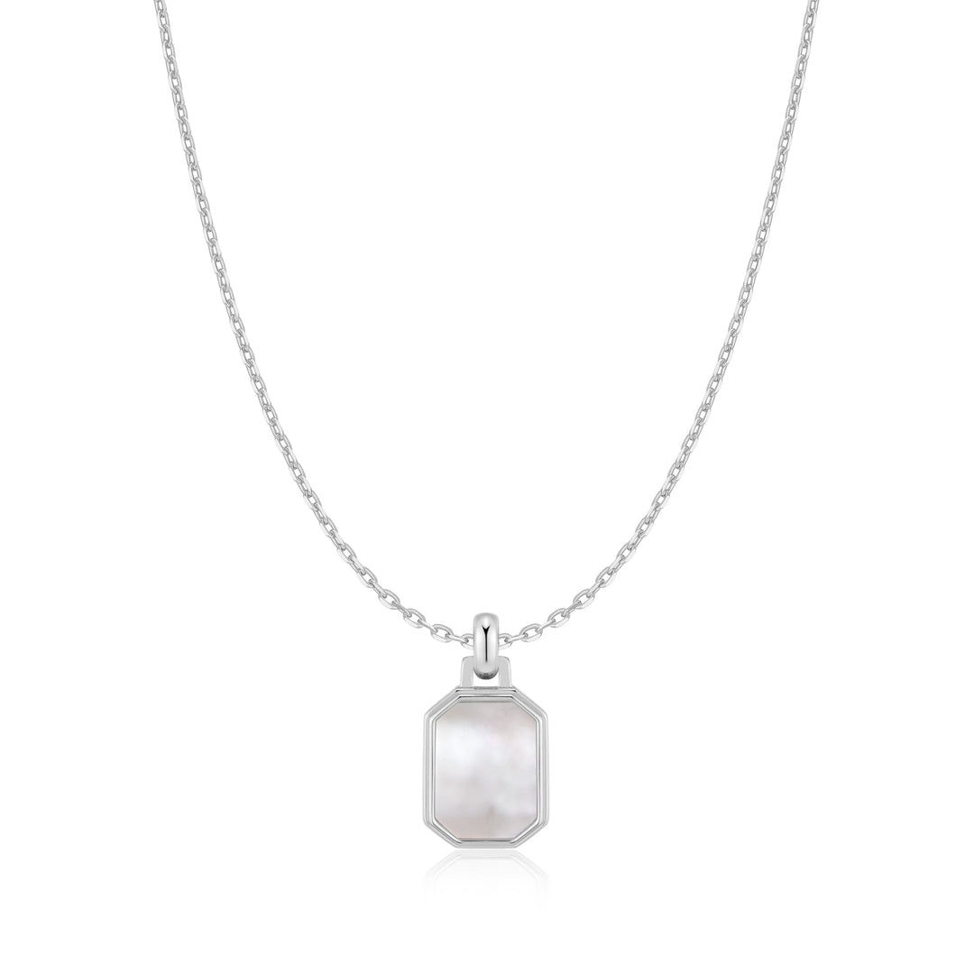 Ania Haie Silver Square Mother-of-Pearl Necklace