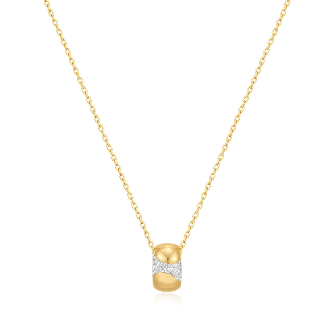 Ania Haie Gold Puffed Rivulet Pave Necklace