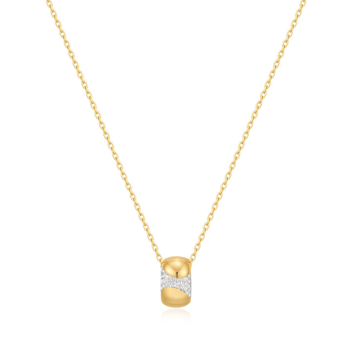 Ania Haie Gold Puffed Rivulet Pave Necklace