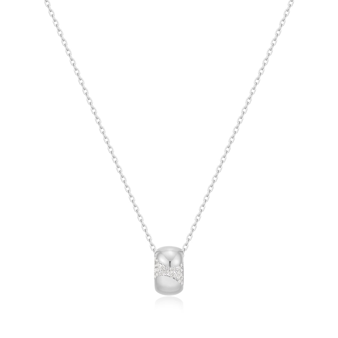 Ania Haie Silver Puffed Rivulet Pave Necklace