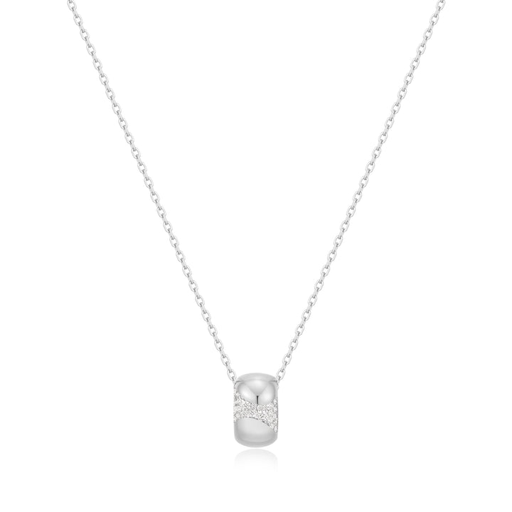 Ania Haie Silver Puffed Rivulet Pave Necklace