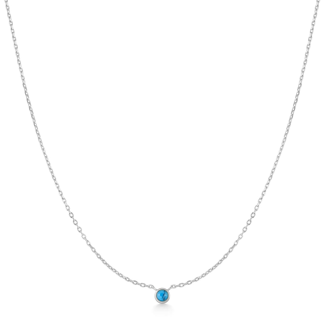 Ania Haie Silver Bezel-Set Lab-Created Turquoise Solitaire Necklace