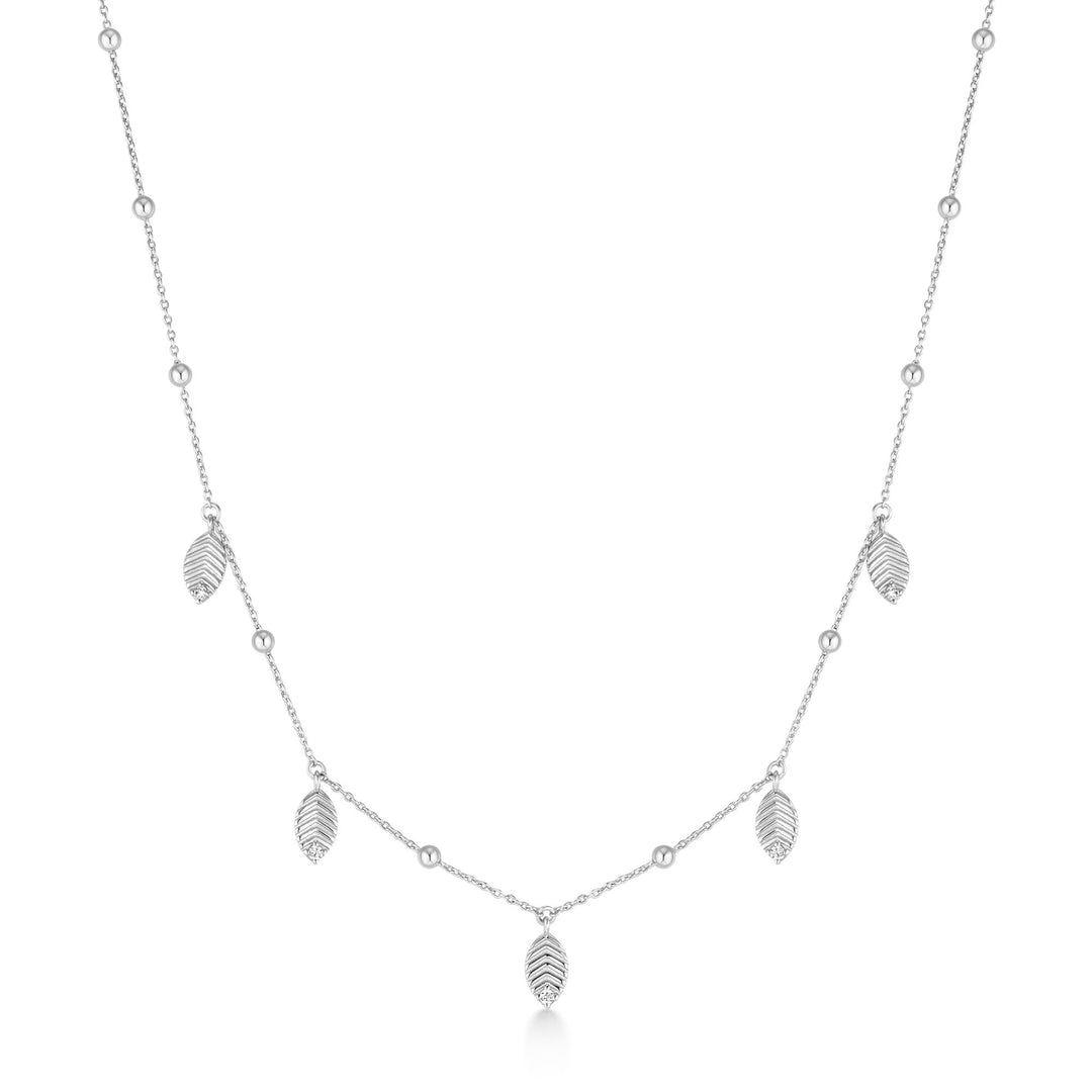 Ania Haie Silver Leaf Station Necklace