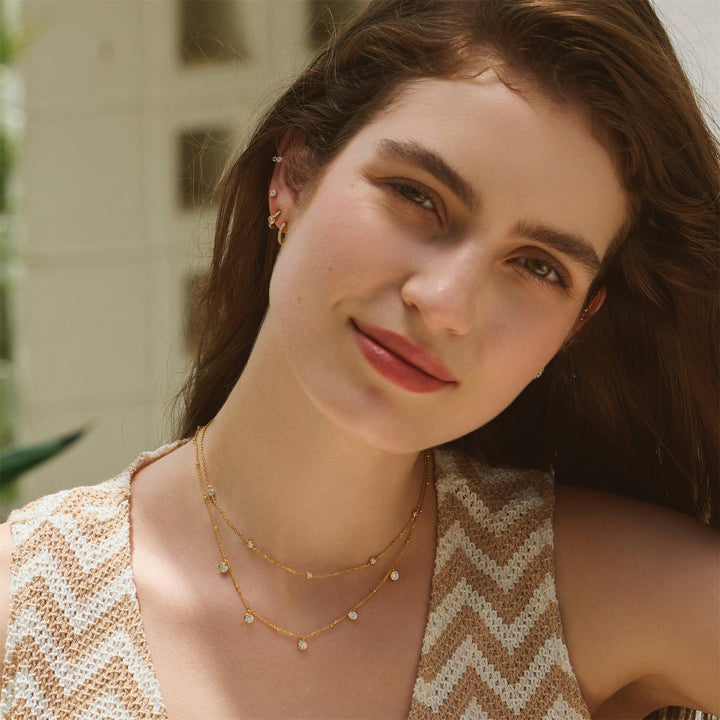 Ania Haie Gold Molten Bezel-Set Droplet Station Necklace | The Jewellery Boutique Australia