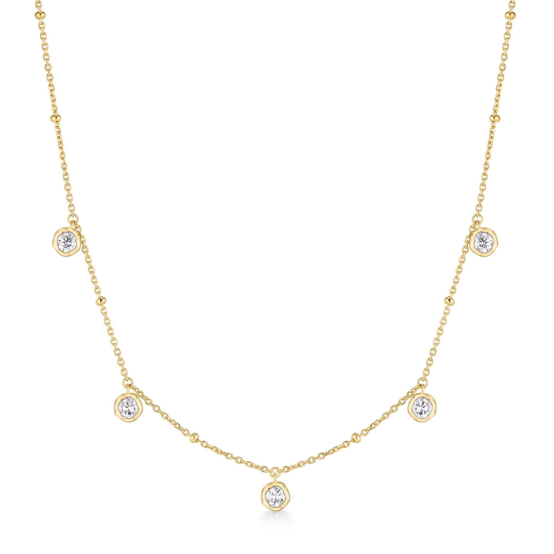 Ania Haie Gold Molten Bezel-Set Droplet Station Necklace | The Jewellery Boutique Australia