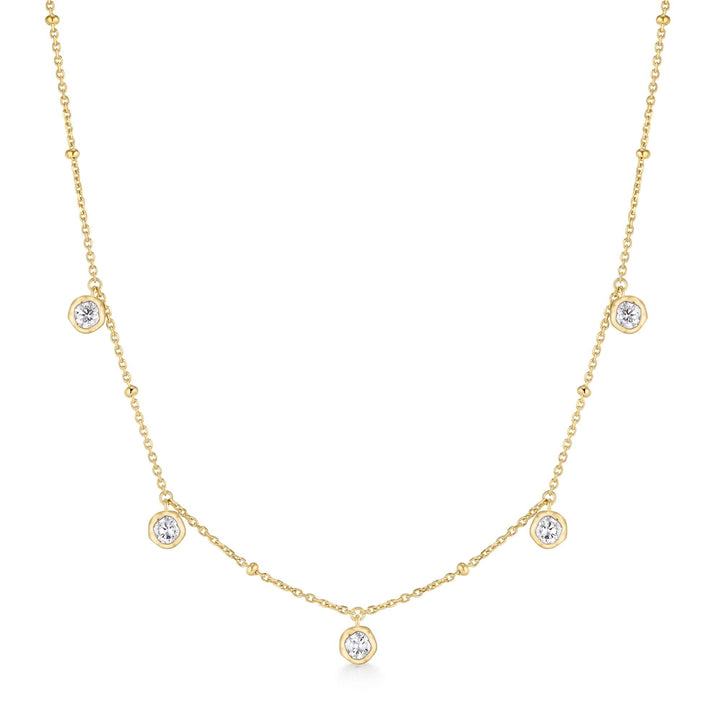 Ania Haie Gold Molten Bezel-Set Droplet Station Necklace | The Jewellery Boutique Australia