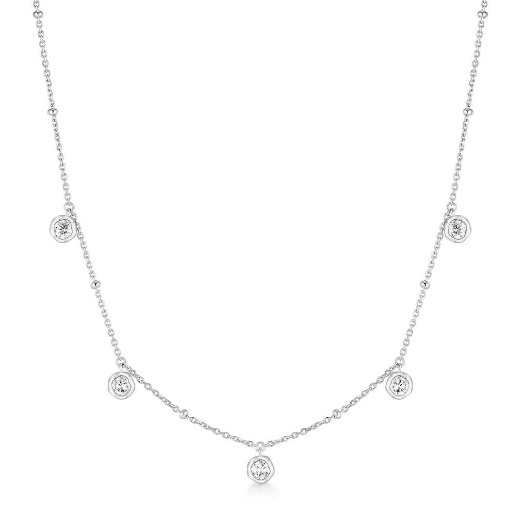 Ania Haie Silver Molten Bezel-Set Droplet Station Necklace | The Jewellery Boutique Australia