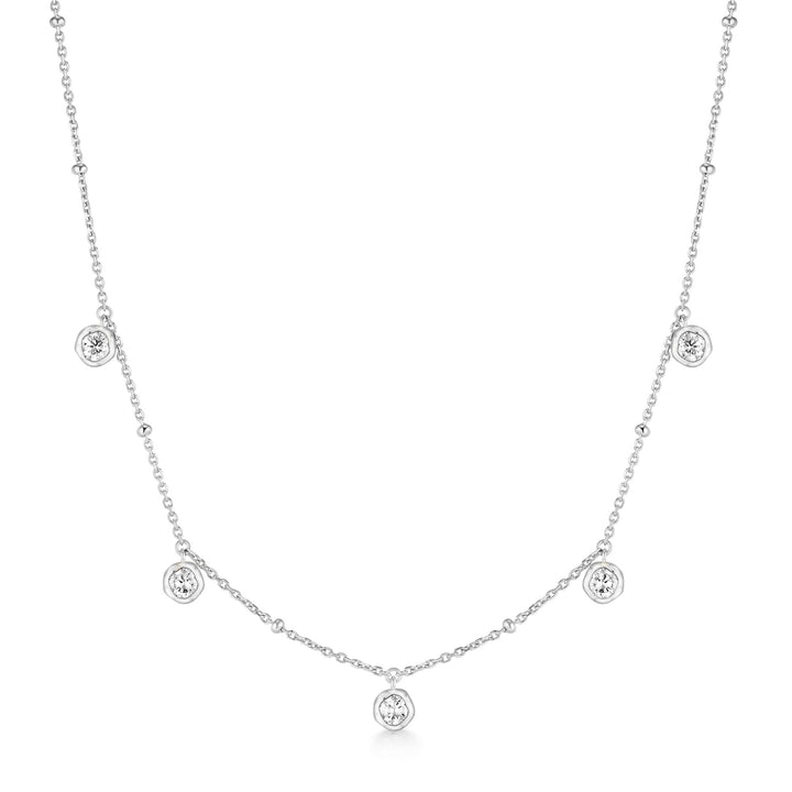 Ania Haie Silver Molten Bezel-Set Droplet Station Necklace | The Jewellery Boutique Australia