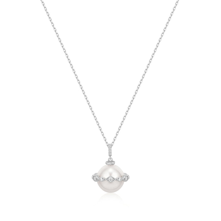 Ania Haie Silver Shell Pearl Halo Evil-Eye Necklace