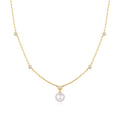 Ania Haie Gold Bezel-Set Station Necklace with Shell Pearl Pendant
