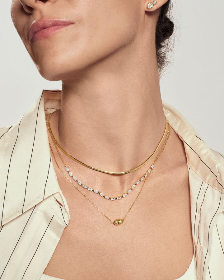 Gold Organic Dome Pebble Necklace