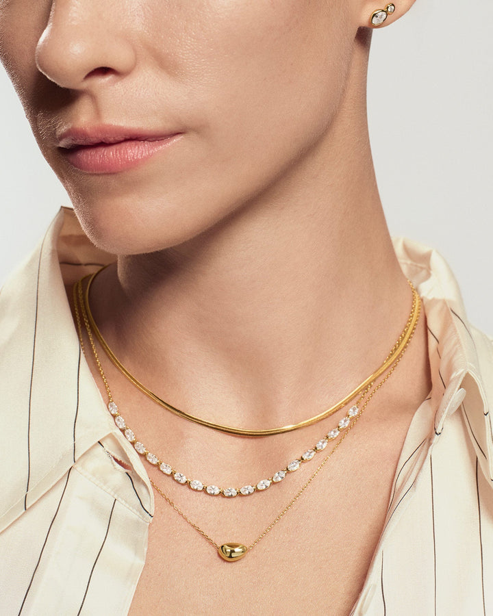 Gold Organic Dome Pebble Necklace