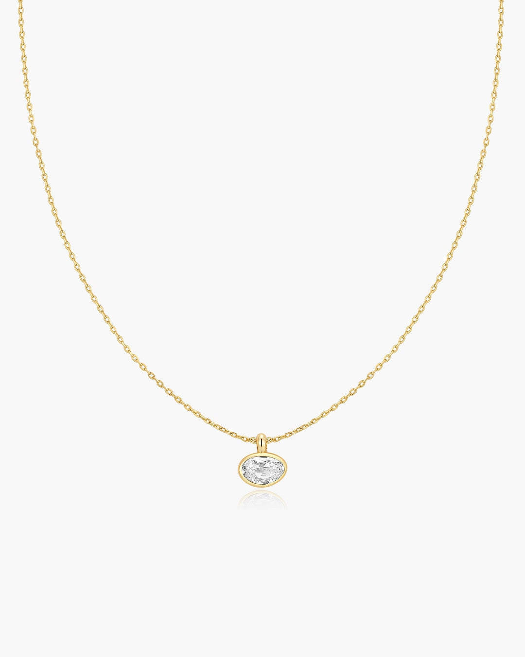 Gold Bezel Organic Pebble Necklace