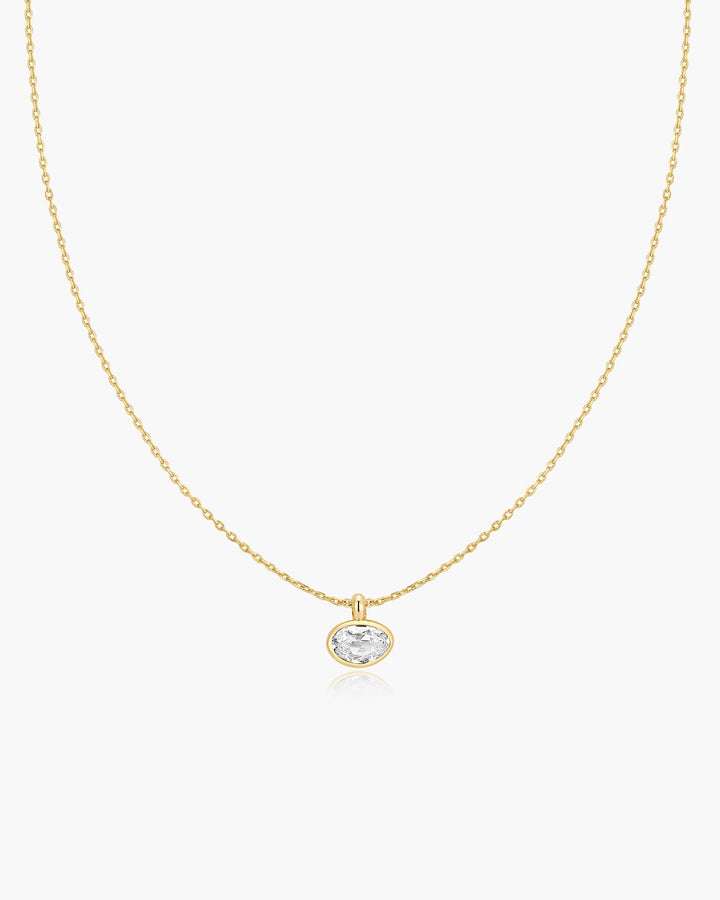 Gold Bezel Organic Pebble Necklace