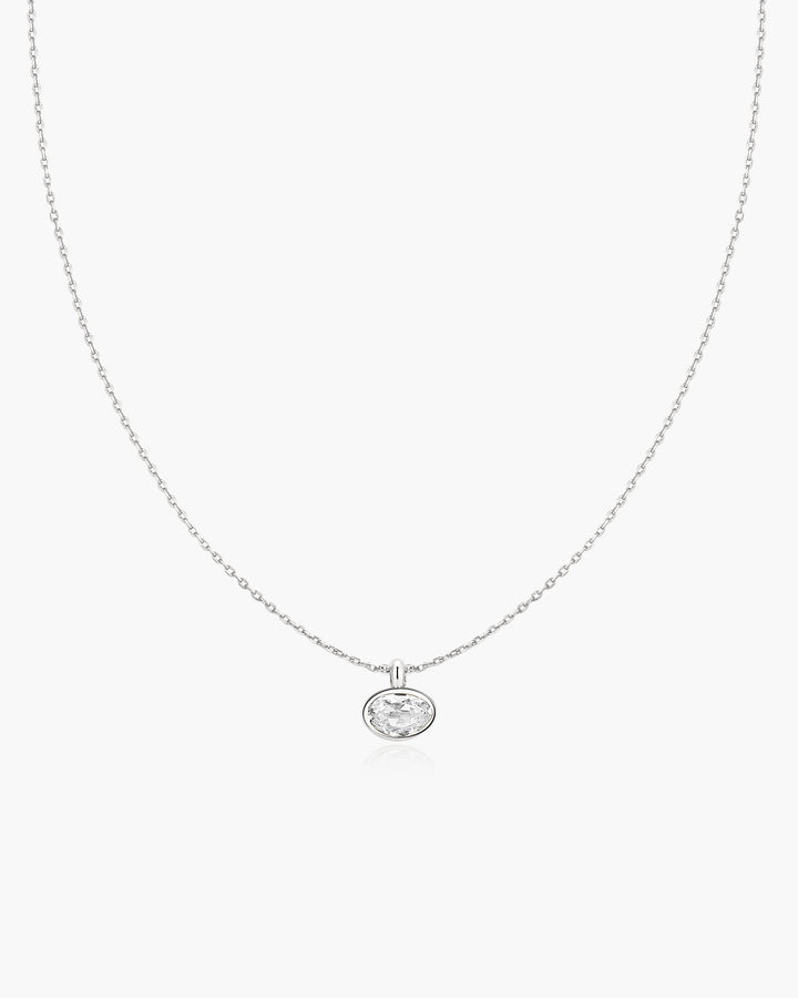 Silver Bezel Organic Pebble Necklace