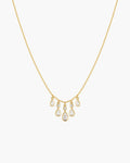 Gold Bezel-Set Teardrop Cascade Necklace