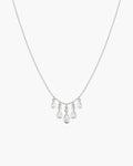 Silver Bezel-Set Teardrop Cascade Necklace