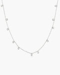 Silver Bezel-Set Droplet Station Necklace